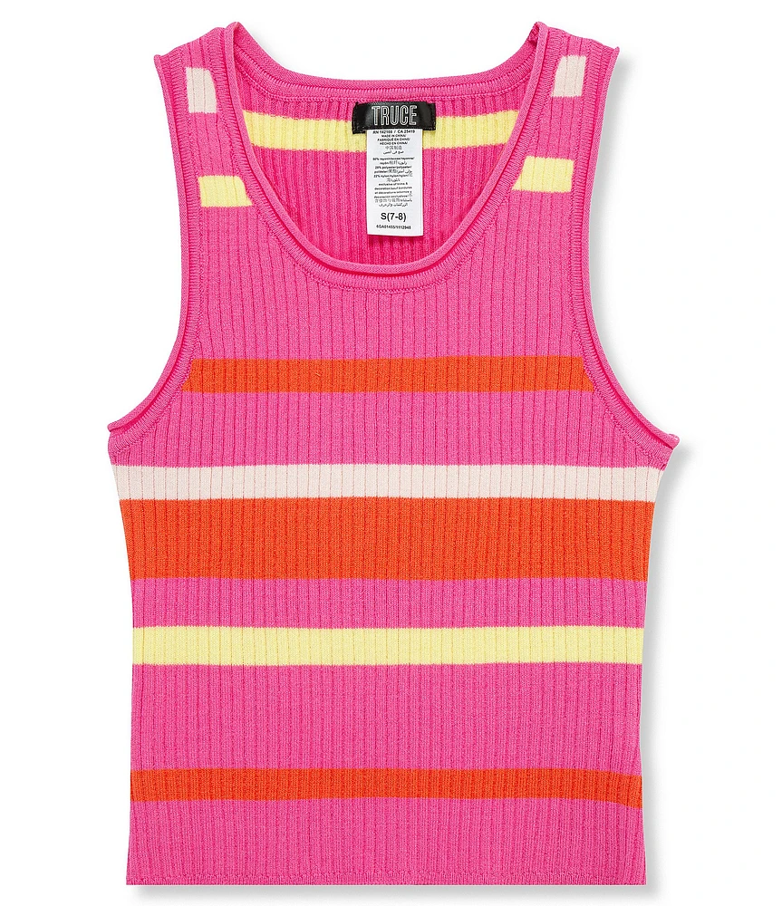 Truce Big Girls 7-16 Sleeveless Striped Rib-Knit Tank Top