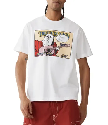 True Religion Comic Buddha Patch Short Sleeve Graphic T-Shirt