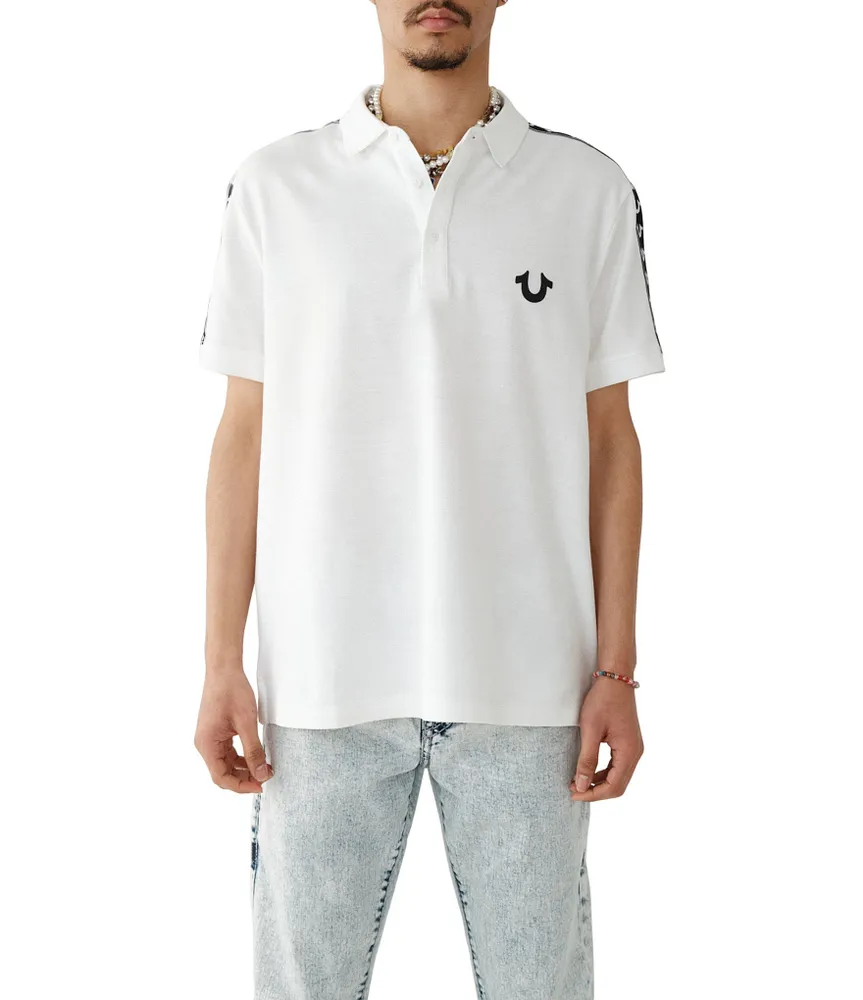 True Religion Damask Short Sleeve Polo Shirt