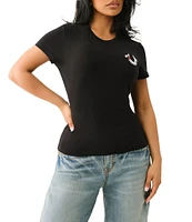 True Religion #double;I Love Embroidered#double; Crew Neck Short Sleeve Tee