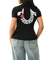 True Religion #double;I Love Embroidered#double; Crew Neck Short Sleeve Tee