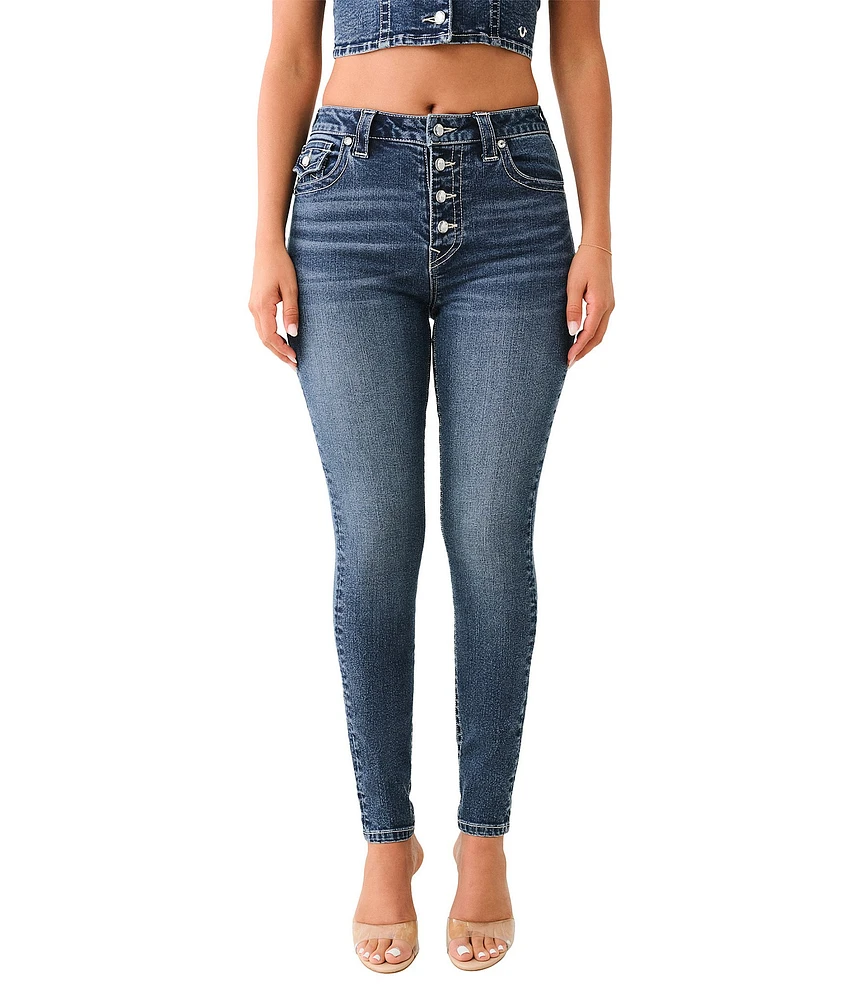 True Religion Jennie High Rise Crystal Flap Skinny Jean