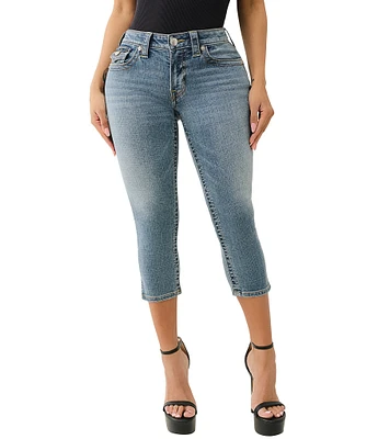 True Religion Jennie Mid-Rise Flap Skinny Capri Jeans