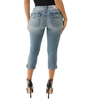 True Religion Jennie Mid-Rise Flap Skinny Capri Jeans