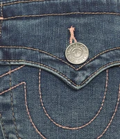 True Religion Jennie Cotton Blend Mid Rise Rolled Cuff Denim Shorts