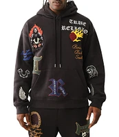 True Religion Long Sleeve Embroidered Patch Hoodie