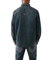 True Religion Long Sleeve Snap-Front Super-T Western Denim Shirt