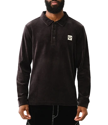 True Religion Long Sleeve Velour Polo Shirt