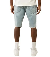 True Religion Ricky Flap Pocket Frayed Hem 12#double; Inseam Washed Denim Shorts