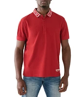 True Religion Short Sleeve Relaxed Branded Collar Polo Shirt