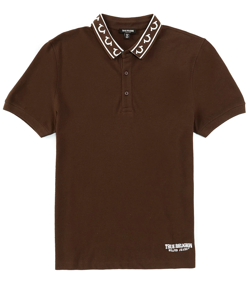 True Religion Short Sleeve Relaxed Branded Collar Polo Shirt