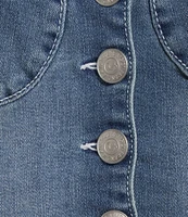 True Religion Stretch Denim Scoop Neck Button Front Corset Top