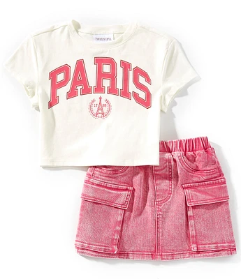 Tween Diva Big Girls 7-12 Paris Graphic T-Shirt & Cargo Skirt 2-Piece Set
