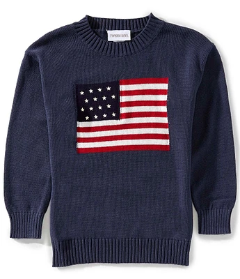Tween Diva Big Girls Long-Sleeve American Flag Motif Oversized Sweater