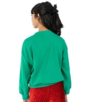 Tween Diva Big Girls 7-16 Long Sleeve Jingle All The Way Appliqued Fleece Sweatshirt