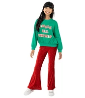 Tween Diva Big Girls 7-16 Long Sleeve Jingle All The Way Appliqued Fleece Sweatshirt