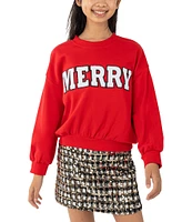 Tween Diva Big Girls 7-16 Long-Sleeve Merry Appliqued Fleece Sweatshirt