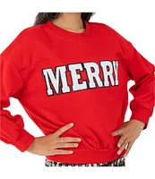 Tween Diva Big Girls 7-16 Long-Sleeve Merry Appliqued Fleece Sweatshirt