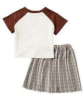 Tween Diva Big Girls 7-16 Raglan Sleeve Butterfly Graphic T-Shirt & Pleated Plaid Skirt Set