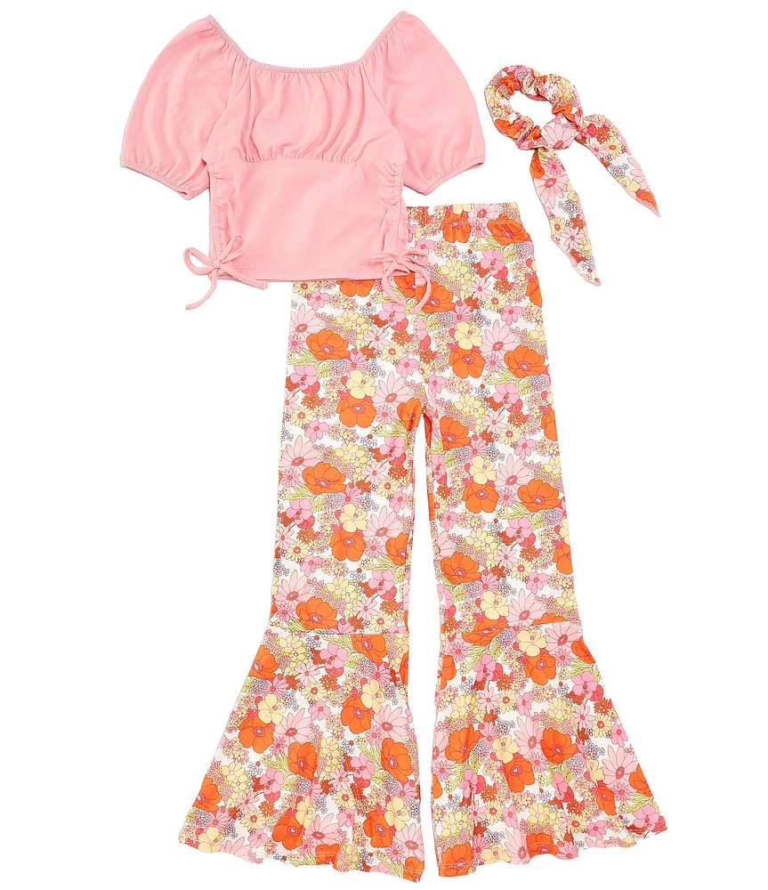 Tween Diva Big Girls 7-16 Short-Sleeve Solid T-Shirt & Floral-Printed Palazzo Pant Set