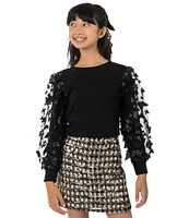 Tween Diva Big Girls 7-16 Three-Dimensional-Butterfly-Sleeve Top & Patterned A-Line Skirt Set