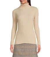 tyler boe Cashmere Blend Ribbed Knit Turtleneck Long Sleeve Sweater