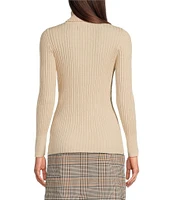 tyler boe Cashmere Blend Ribbed Knit Turtleneck Long Sleeve Sweater