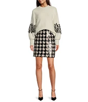 tyler boe Cindy Woven Sequin Houndstooth Skirt