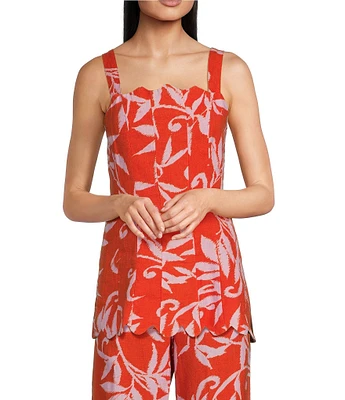 tyler boe Coordinating Vanessa Scallop Trim Square Neck Sleeveless Top