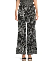 tyler boe Gianna Floral Print Linen Blend Elastic Waist Pull-On Coordinating Pants