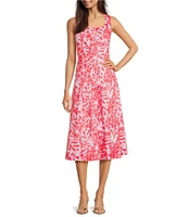 tyler boe Ginny Linen Square Neck Sleeveless Pleated Midi Dress