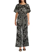 tyler boe Hannah Boat Neck Linen Blend Short Puff Sleeve Cropped Open Back Coordinating Top