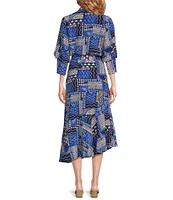 tyler boe Jules V-Neck 3/4 Sleeve High Low Ruffle Wrap Dress