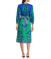 tyler boe Kelsey Printed Notch Neck Puff Shoulder Bracelet Sleeve Dress