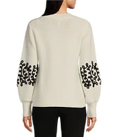 tyler boe Knit Crew Neck Long Sleeve Contrast Soutache Sweater