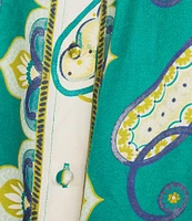 tyler boe Maeve Cabana Foulard Print Mandarin Collar 3/4 Sleeve Coordinating Top