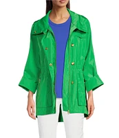 tyler boe Newport Stand Collar Long Roll Sleeve Zipper Detail Rain Slicker Jacket