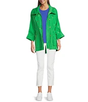 tyler boe Newport Stand Collar Long Roll Sleeve Zipper Detail Rain Slicker Jacket