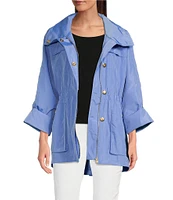 tyler boe Newport Stand Collar Long Roll Sleeve Zipper Detail Rain Slicker Jacket
