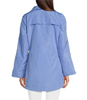 tyler boe Newport Stand Collar Long Roll Sleeve Zipper Detail Rain Slicker Jacket