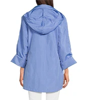 tyler boe Newport Stand Collar Long Roll Sleeve Zipper Detail Rain Slicker Jacket