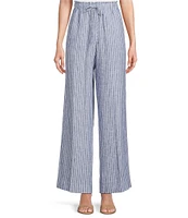tyler boe Palmer Linen Stripe Wide Leg Pull-On Pants