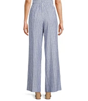 tyler boe Palmer Linen Stripe Wide Leg Pull-On Pants