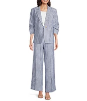 tyler boe Palmer Linen Stripe Wide Leg Pull-On Pants