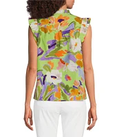 tyler boe Piper Floral Split Ruffle V-Neck Flutter Sleeve Top