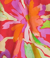 tyler boe Skyler Cotton Flora Split V-Neck Short Puff Sleeve Top