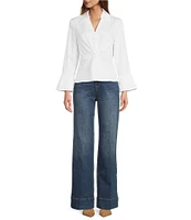 tyler boe Stretch Denim Wide-Leg High Rise Cuffed Jeans