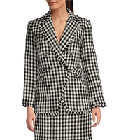 tyler boe Coordinating Tommy Check Pattern Notch Lapel Long Sleeve Button Front Blazer