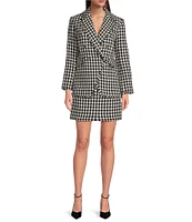 tyler boe Coordinating Tommy Check Pattern Notch Lapel Long Sleeve Button Front Blazer