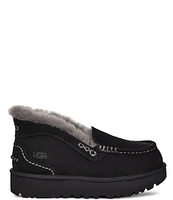 UGG Ansley Parc Suede Fur Lined Platform Slip On Wedges